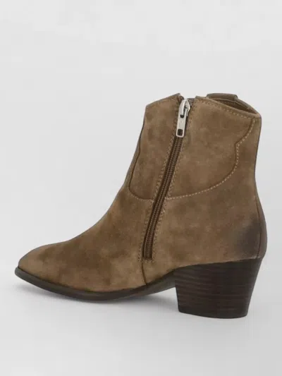 Ash Womens Suede Ankle Boots Block Heel In Brown