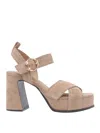 Ash Heeled Sandals Stud Embellishments In Neutral