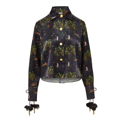 Ashaki Women's Black Shanti Tiger Long Sleeve Shirt