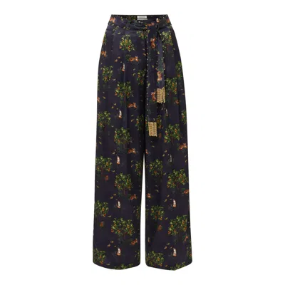 Ashaki Women's Black Shanti Tiger Pleat Pant