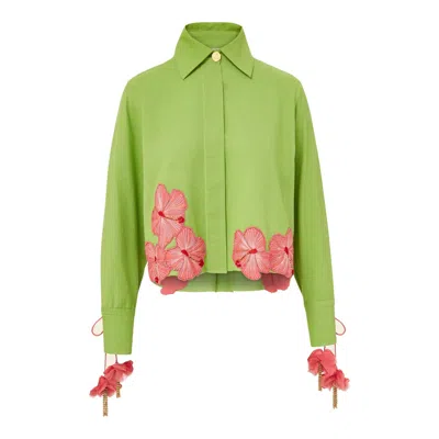 Ashaki Women's Green The Prana Bloom Linen Shirt