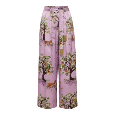 Ashaki Women's Purple Lilac Shanti Tiger Pleat Pant
