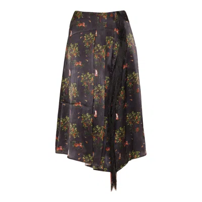 Ashaki Women's The Black Shanti Tiger Pleat Skirt With Fringe