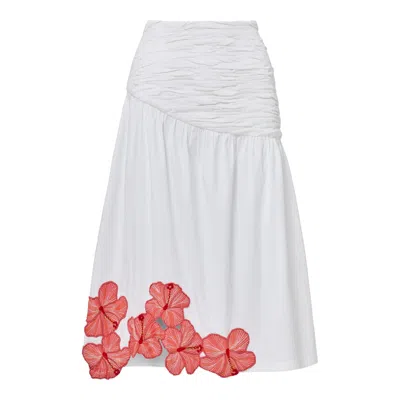Ashaki Women's The Prana Bloom White Cotton Skirt
