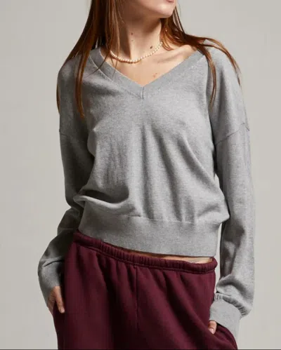 Asher Alice Cotton Cashmere Sweater In Heather Gray In Black