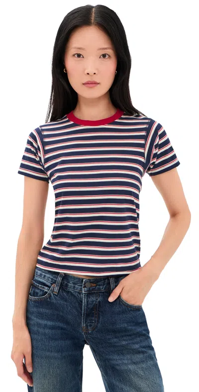 Asher Amelia Stripe Tee Red/navy/natural