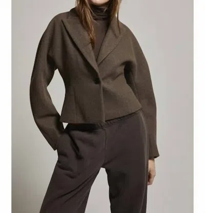 Asher Bethany Long Sleeve Blazer In Chocolate In Animal Print