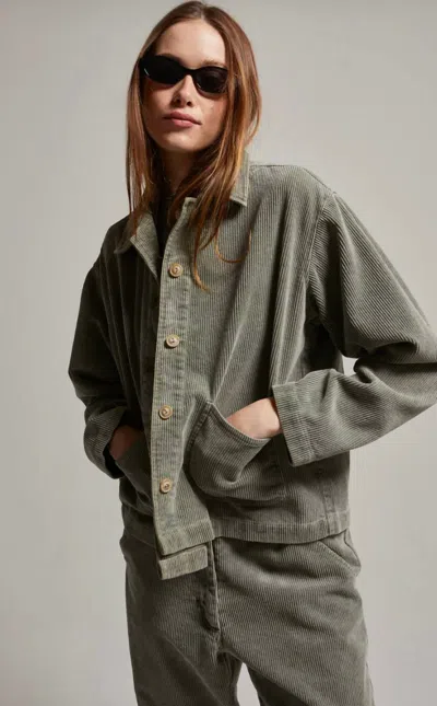 Asher Carey Cord Jacket In Sage / Army Green