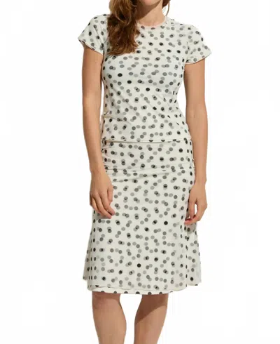 Asher Cece Mesh Tee Shirt In White & Black Polka Dot In Multi
