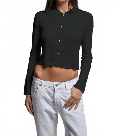 Asher Chelsea Button Down Cardigan In Black