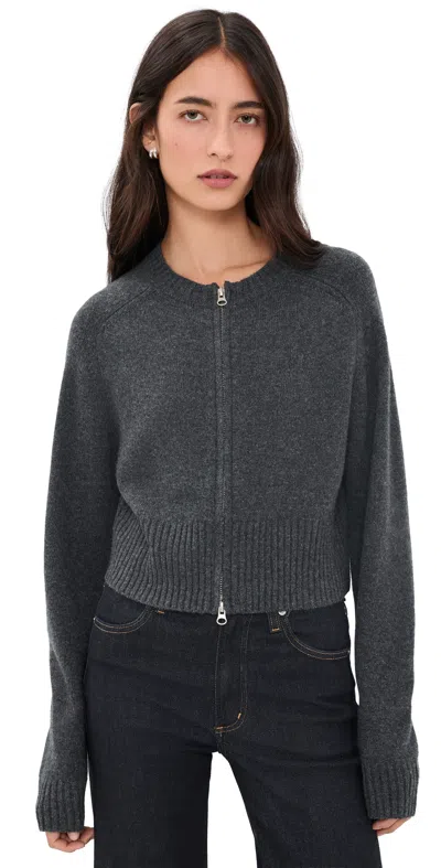 Asher Eddie Zip-up Cashmere Cardigan Onyx In Black