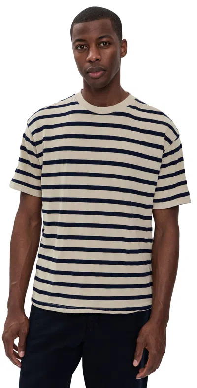 Asher Enzo Stripe Tee Bisque In Black