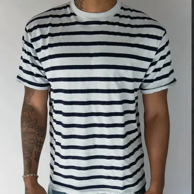 Asher Enzo Stripe Tee In Ice Blue In Multi