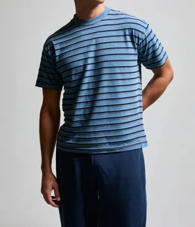 Asher Enzo Striped Tee In Ice Blue