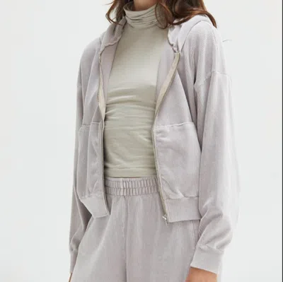 Asher Esther Velour Zip-up In Lilac In Blue