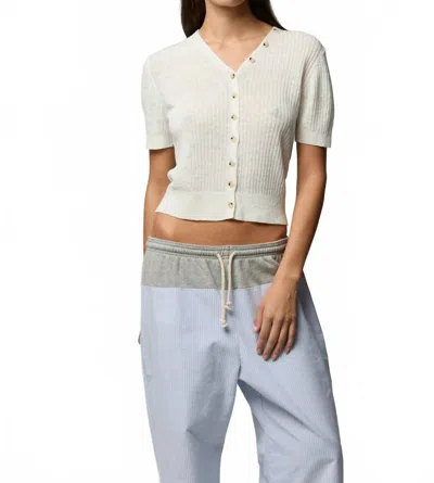 Asher Ingrid Linen Cardigan In Beige In White