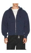 Asher Isaac Zip Hoodie In Blue