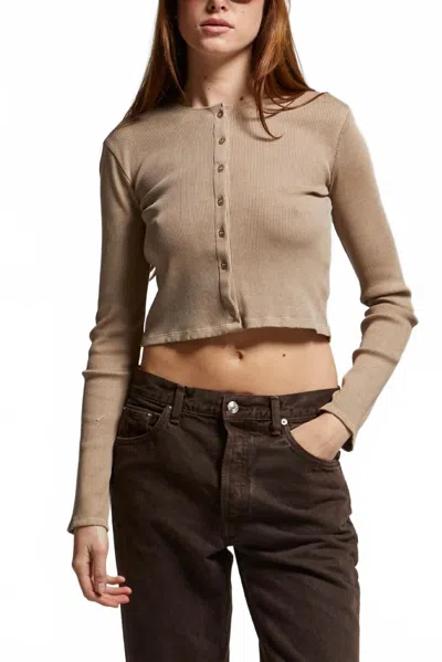 Asher Kennedy Ribbed Cardigan Top In Biscuit In Neutral