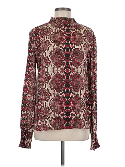 Pre-owned Asher Long Sleeve Blouse In Burgundy