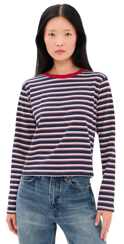 Asher Lucy Stripe Tee Navy/natural/red