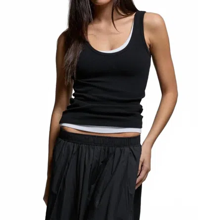 Asher Mila Rib Tank Top In True Black