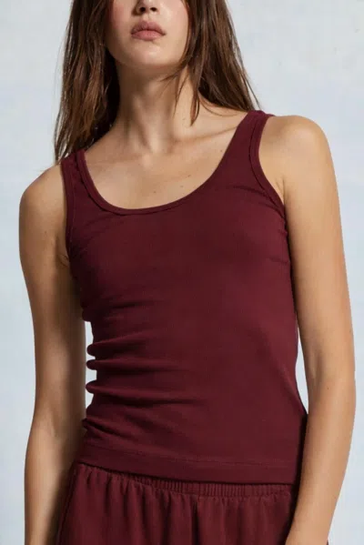 Asher Mila Rib Tank Top In Wine In Burgundy