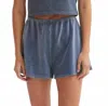 Asher Noa Velour Shorts In Blue In Blue