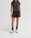 Asher Noa Velour Shorts In Vintage Black In Black