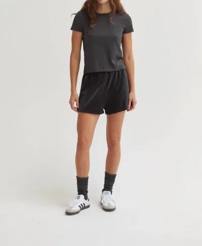 Asher Noa Velour Shorts In Vintage Black