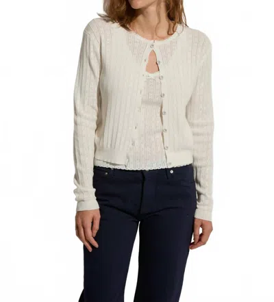 Asher Pipa Button Front Cardigan In White In Neutral