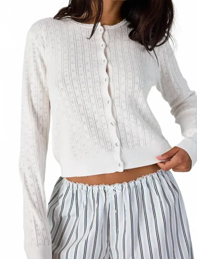 Asher Pipa Pointelle Cardigan In White