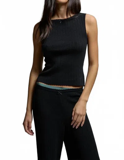 Asher Piper Pointelle Tank In Noir In Black
