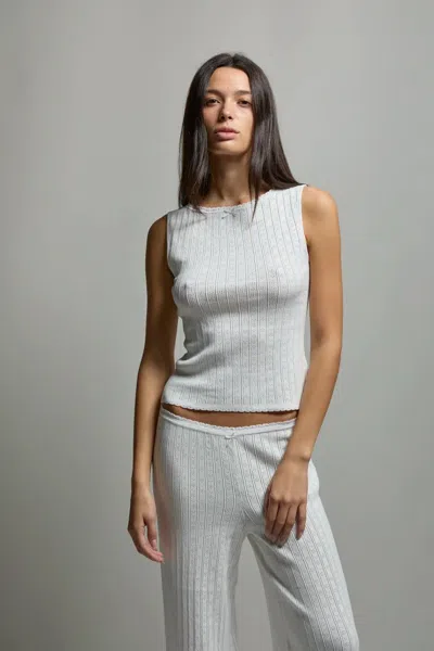 Asher Pointelle Tank In White In Gray