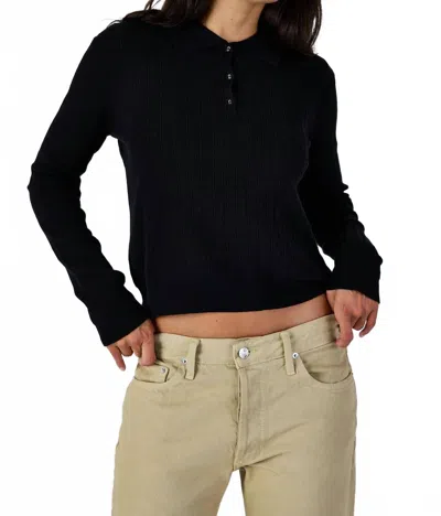 Asher Presley Collared Rib Polo In Black