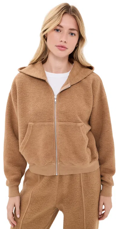Asher Rosie Reversed Zip-up Hoodie Teddy In Brown