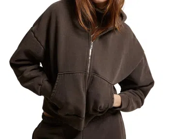 Asher Rosie Zip Hoodie In Chocolate In Brown