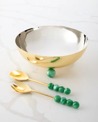 Asher Salad Bowl With Servers In Goldgreen