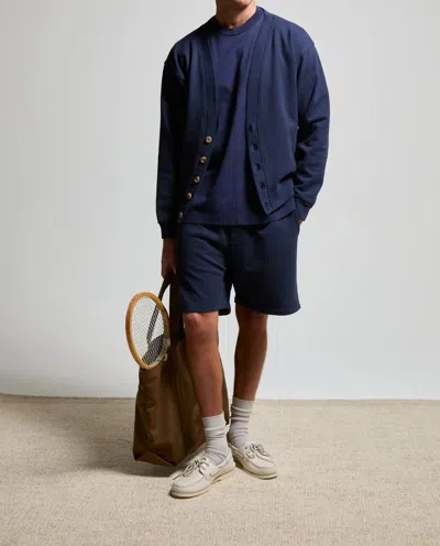 Asher Silas Fleece Short In Navy In Blue
