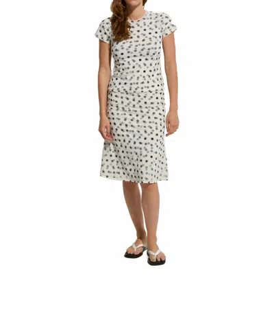Asher Sylvie Midi Skirt In White & Black Polka Dot In Neutral