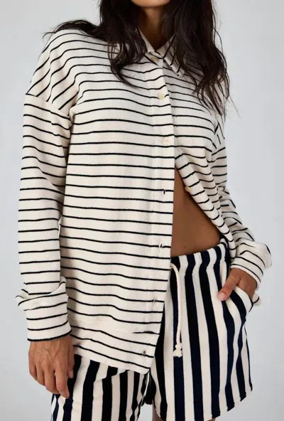 Asher Teri Cardigan In Black Stripe In White