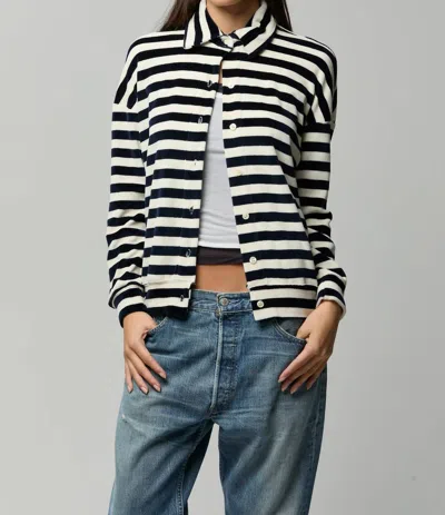Asher Teri Cardigan In Natural Navy In Blue