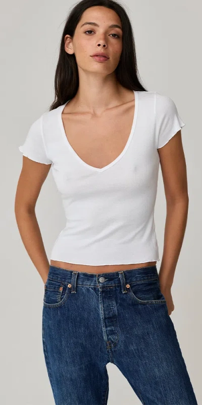 Asher Vicki V-neck Tee In White