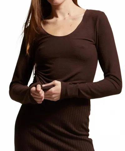 Asher Women's Viv Long Sleeve V Neck Top In Chocolate In Brown