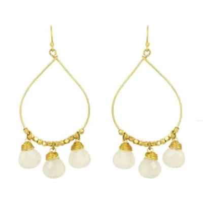 Ashiana Bella White Chalcedony Earrings In Gold
