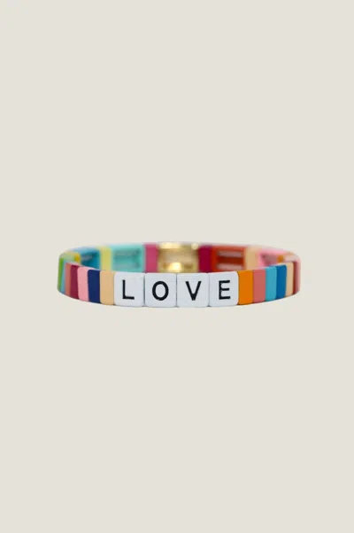 Ashiana Jewellery Aspiga Ashiana Sustainable Handmade Elasticated Love Bracelet In Multi