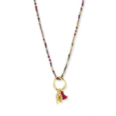Ashiana Spark Long Necklace Berry In Gold