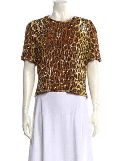 Pre-owned Ashish Animal Print Crew Neck Crop Top In Brown