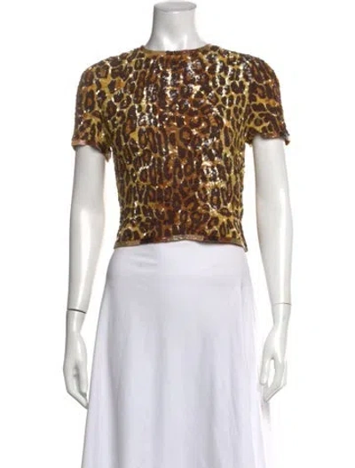 Pre-owned Ashish Animal Print Crew Neck Top In Brown