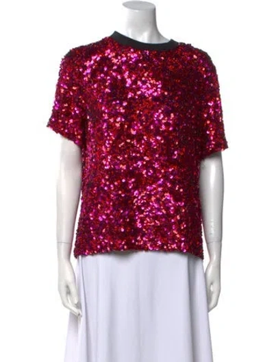 Pre-owned Ashish Bateau Neckline Short Sleeve Blouse In Red