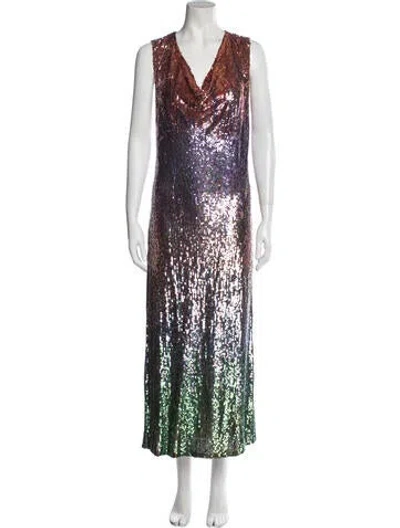 Pre-owned Ashish Cowl Neck Long Dress In Neutral